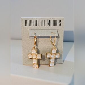Robert Lee Morris Silver and White Cross Earrings